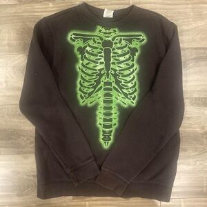 Joe Boxer Black Sweater with Green Skeleton Design
